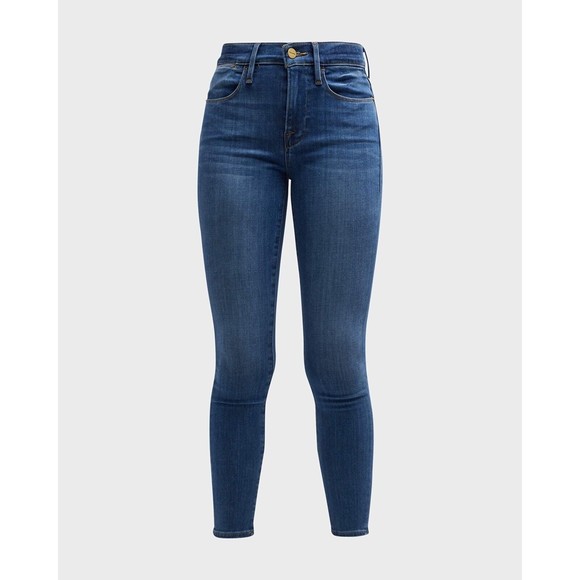 Frame Jeans Womens 23 Le ‎ Beau High Rise Crop Medium Wash Blue Denim - Picture 2 of 12